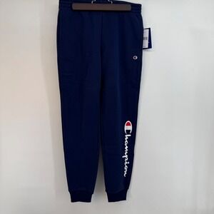 Kids Champion Navy Blue Jogger Sweatpants Large L 14 16 Logo Athletic